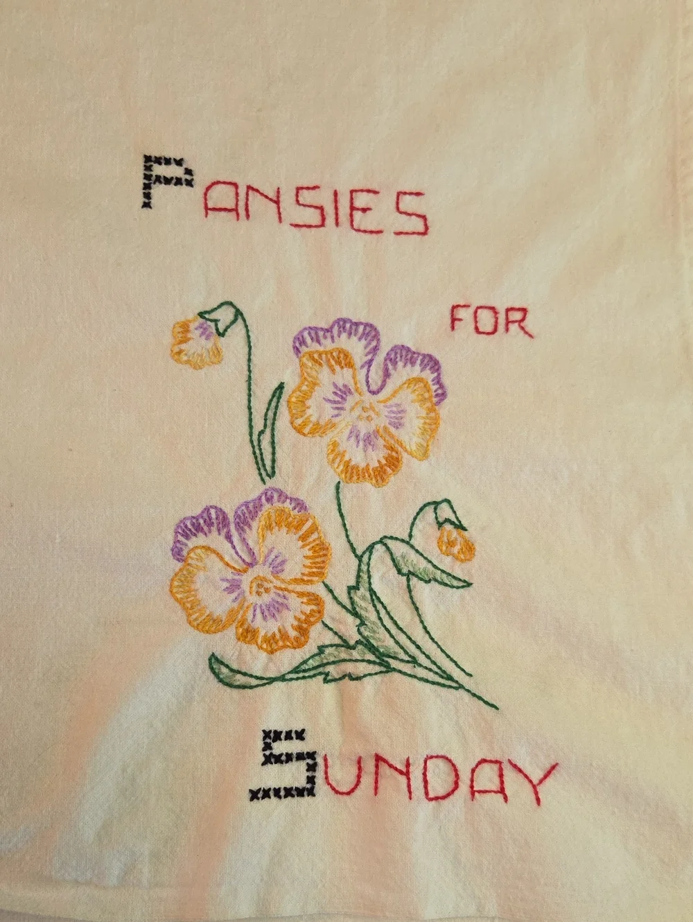 Vintage Flour Sack Kitchen Towels Days Of Week Embroidered Floral Set Of 6